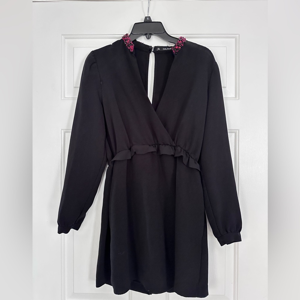 Zara Skort Romper Beaded Neckline Size L